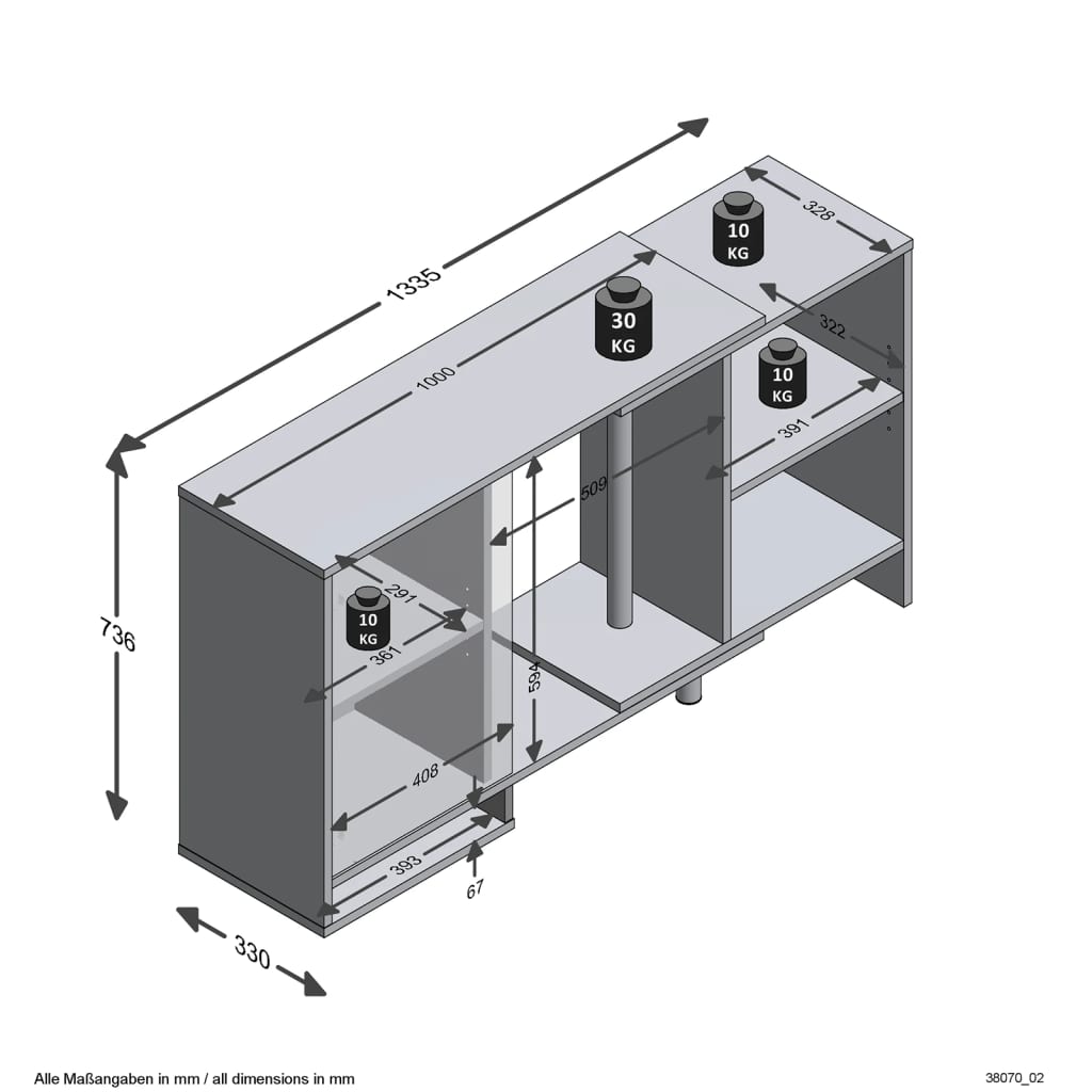 FMD Modulares Eckregal mit Offenen Fächern Weiß