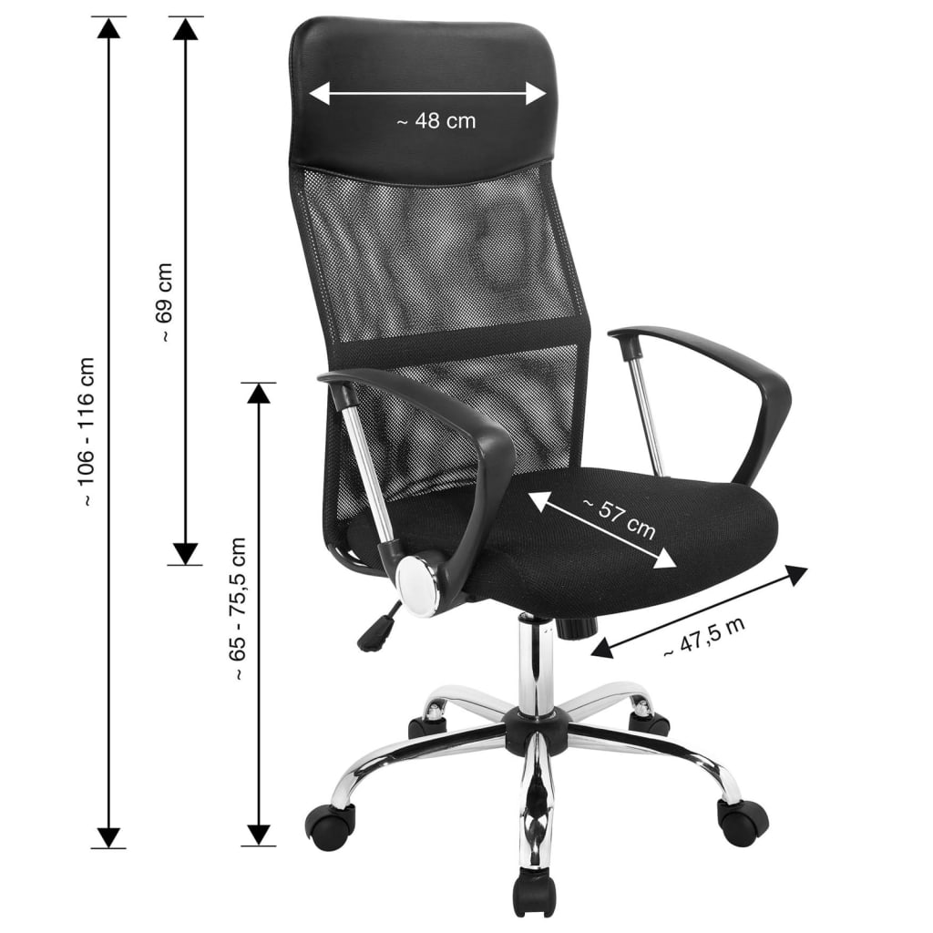 HI Bürostuhl Schwarz Stahl