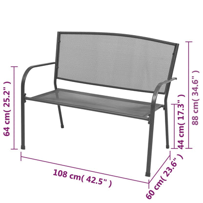 Gartenbank 108 cm Stahl und Drahtgitter Anthrazit