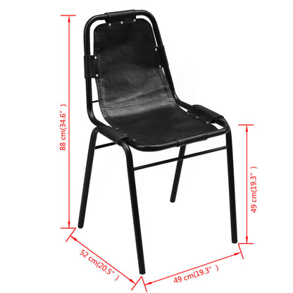 Esszimmerstühle 2 Stk. Schwarz Echtleder