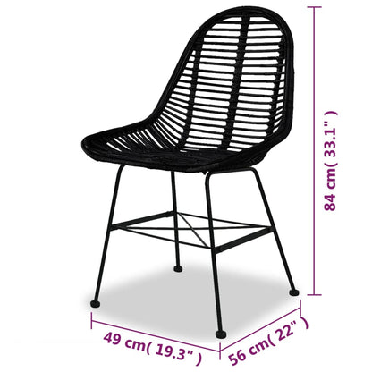 Esszimmerstühle 2 Stk. Natur Rattan Schwarz