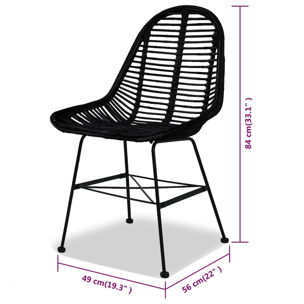 Esszimmerstühle 4 Stk. Natur Rattan Schwarz