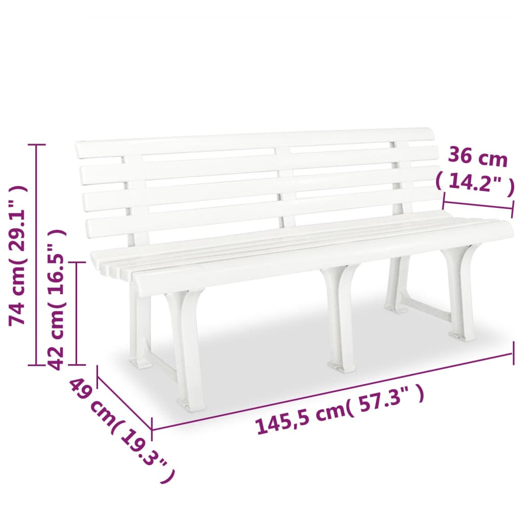 Gartenbank 145,5 cm Kunststoff Weiß