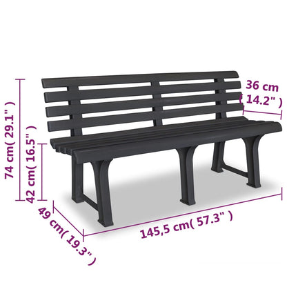 Gartenbank 145,5 cm Kunststoff Anthrazit