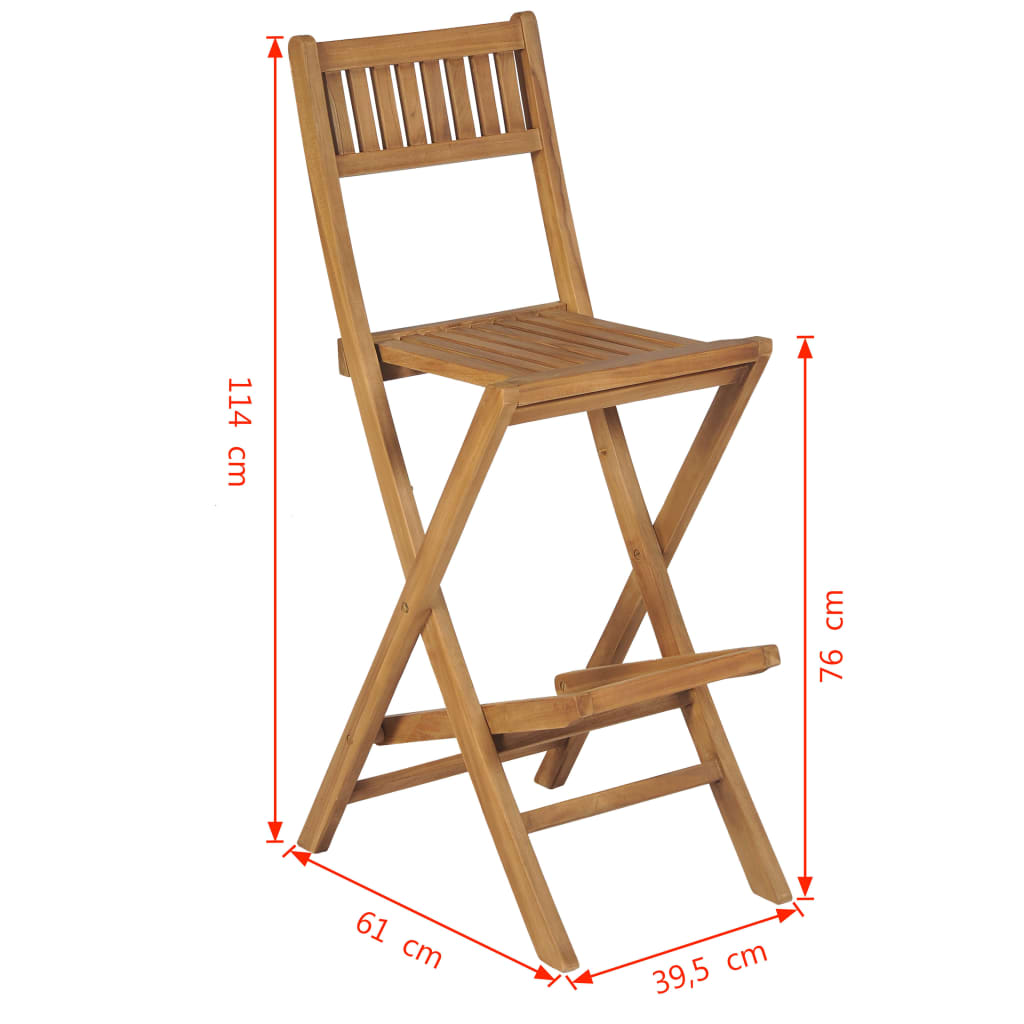 Klappbare Garten-Barhocker 2 Stk. Massivholz Teak