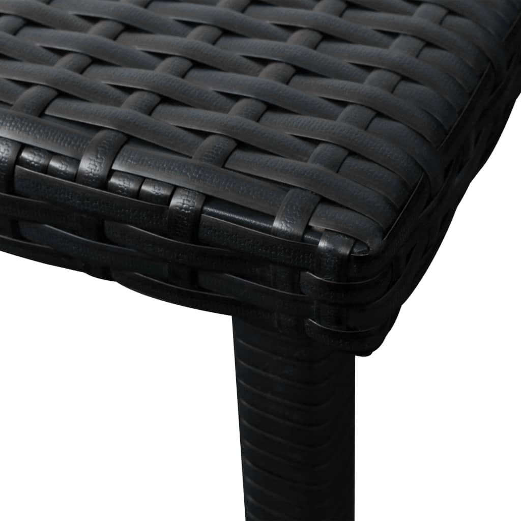 Sonnenliegen 2 Stk. mit Tisch Poly Rattan Schwarz