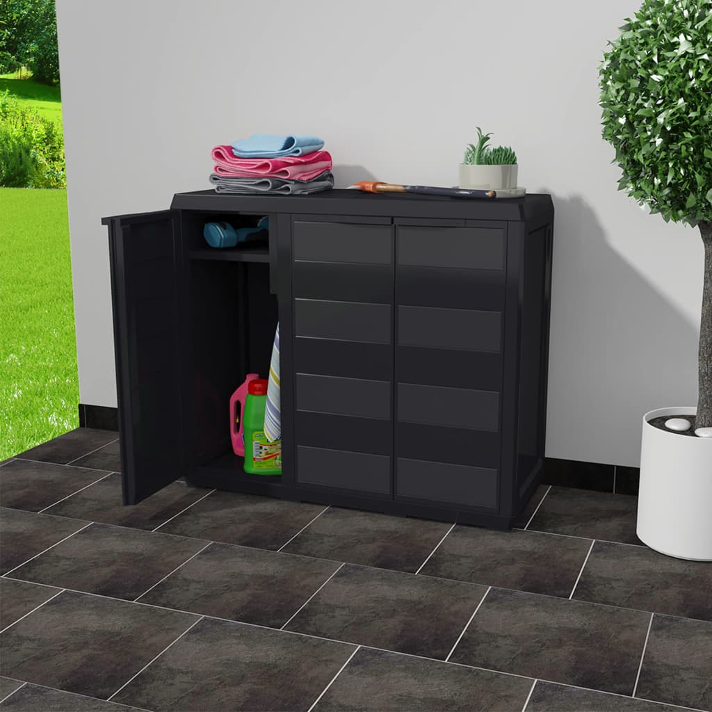 Gartenschrank mit 2 Regalen Schwarz