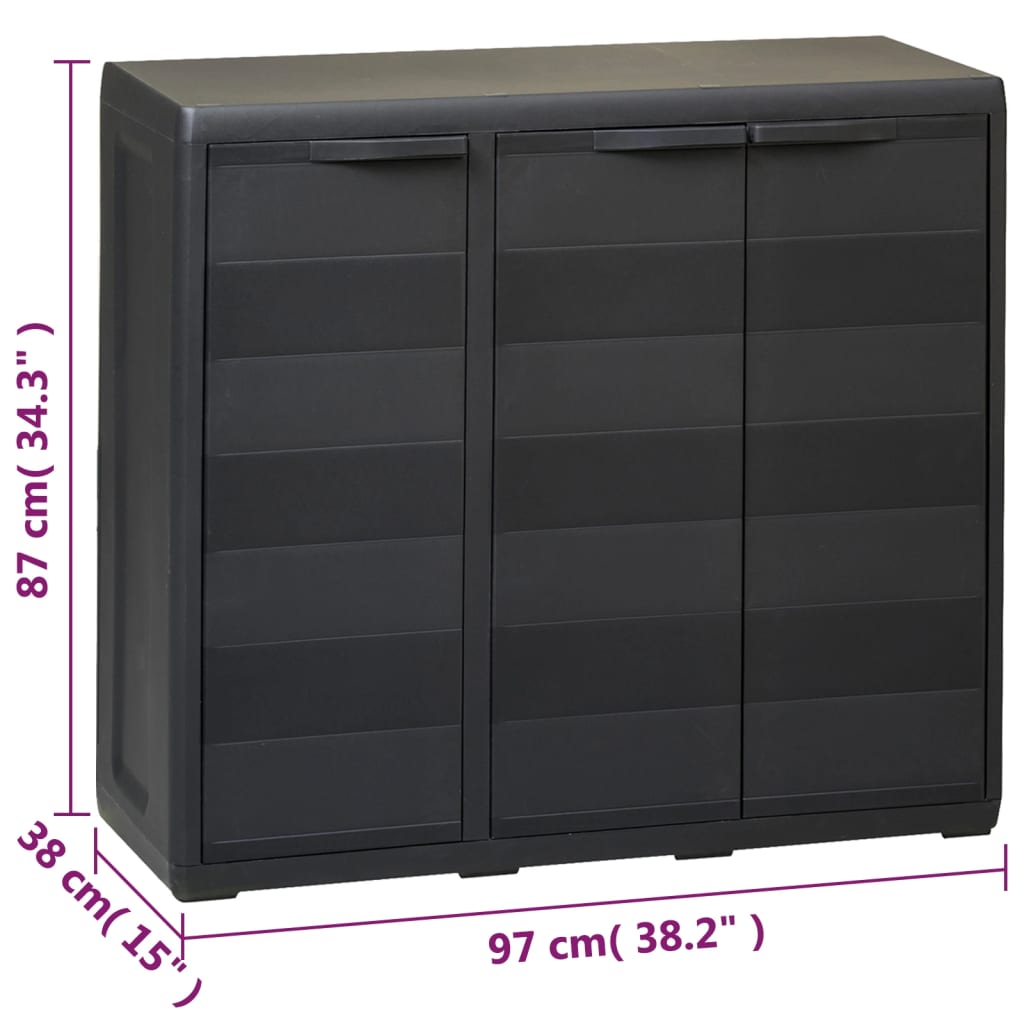 Gartenschrank mit 2 Regalen Schwarz