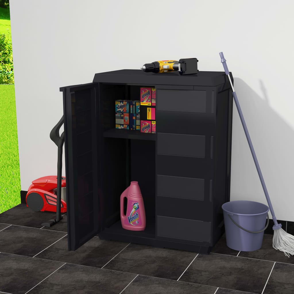 Gartenschrank mit 1 Regal Schwarz