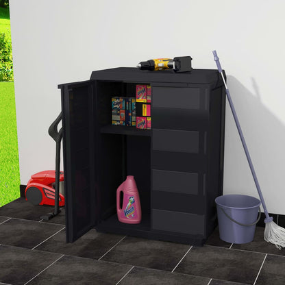 Gartenschrank mit 1 Regal Schwarz