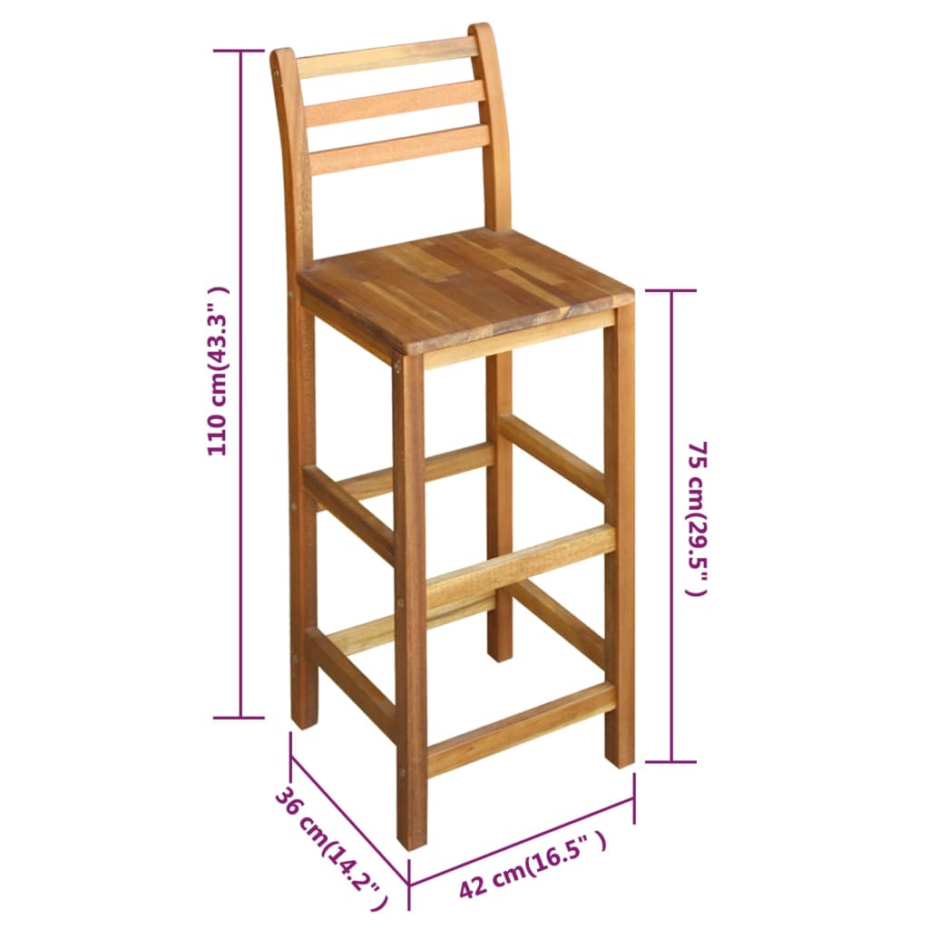 Barhocker 2 Stk. Massivholz Akazie