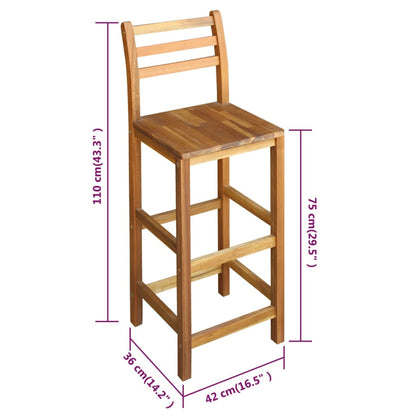 Barhocker 2 Stk. Massivholz Akazie