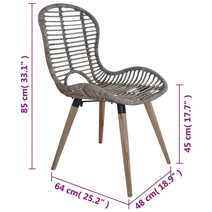 Esszimmerstühle 2 Stk. Braun Natürliches Rattan