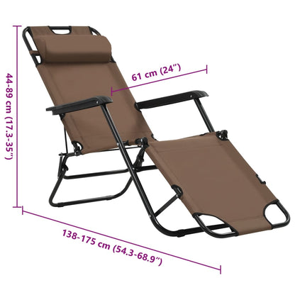 Klappbare Sonnenliegen 2 Stk. mit Fußablage Braun