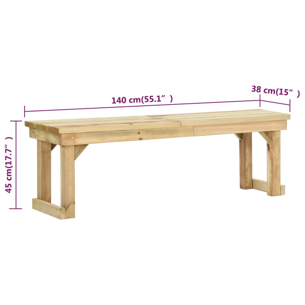 Gartenbank 140 cm Imprägniertes Kiefernholz