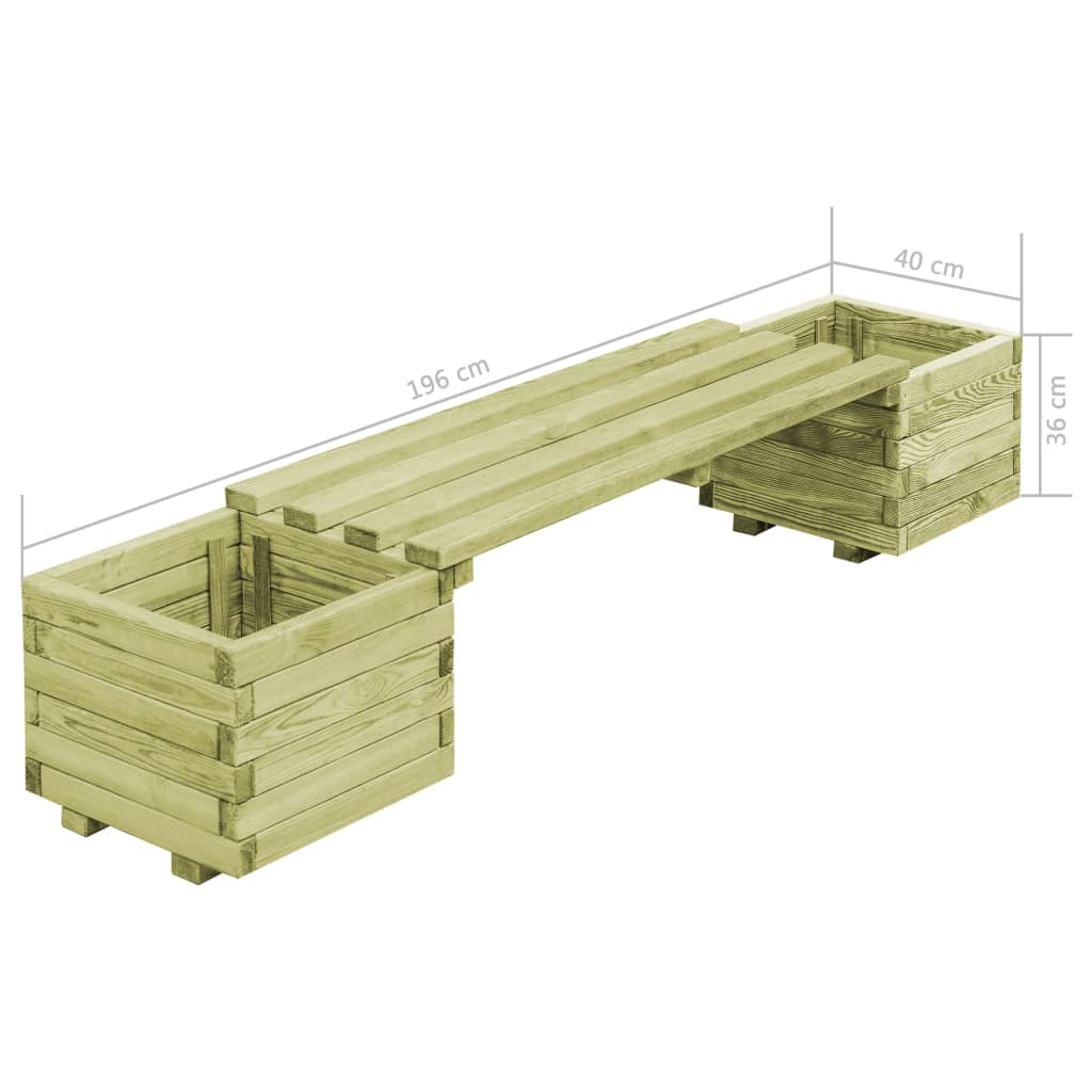 Gartenbank mit Pflanzgefäßen Kiefernholz Imprägniert