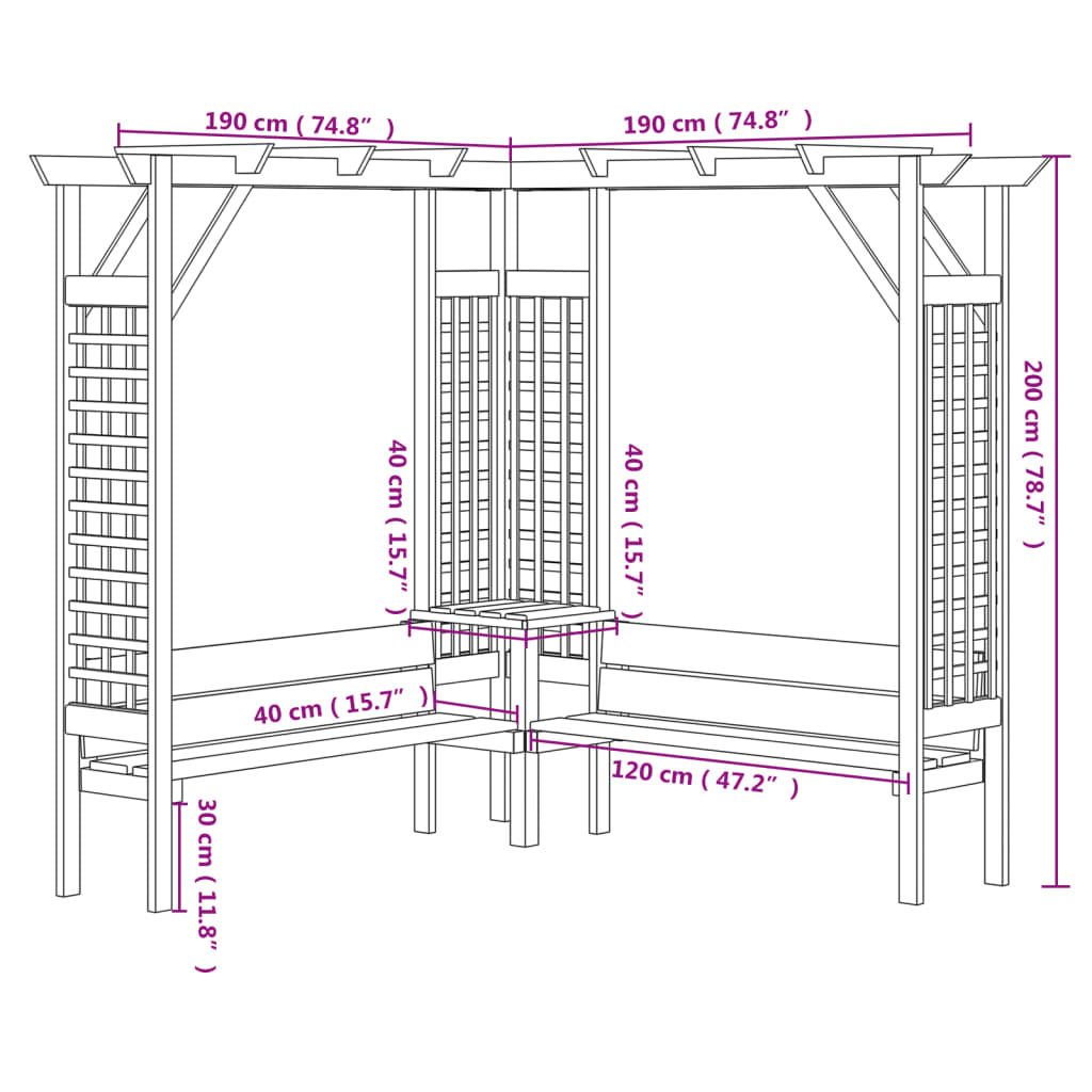 Eck-Pergola mit Bank Kiefernholz Imprägniert