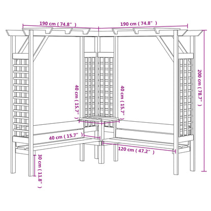 Eck-Pergola mit Bank Kiefernholz Imprägniert