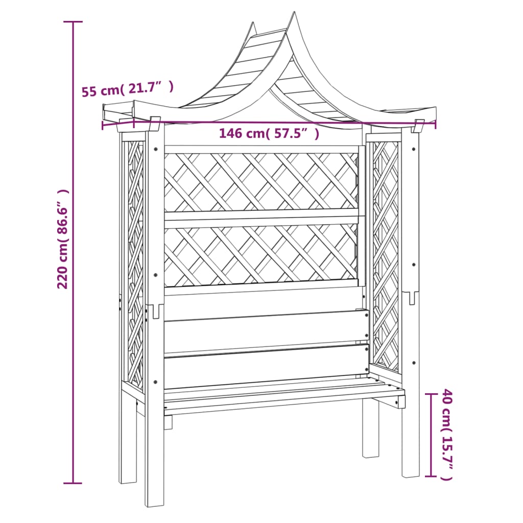 Garten-Pergola mit Dach und Bank Kiefernholz Imprägniert