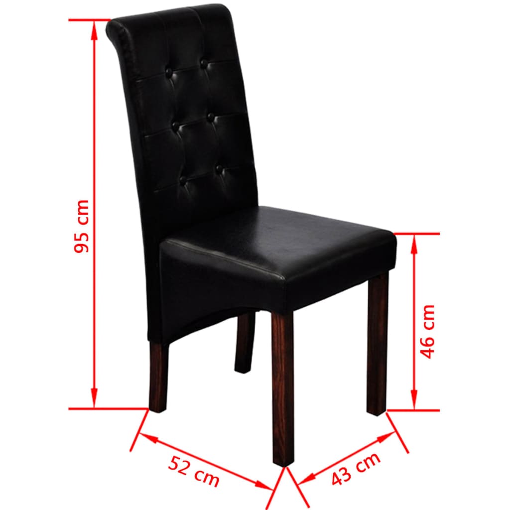 vidaXL Esszimmerstühle 6 Stk. Schwarz Kunstleder