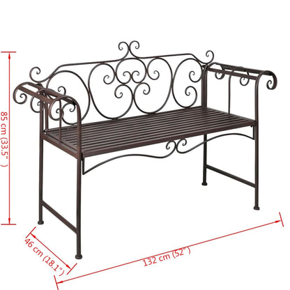 Gartenbank 132 cm Stahl Antik Braun