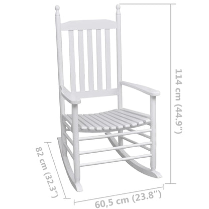 Schaukelstuhl mit Gebogener Sitzfläche Weiß Holz