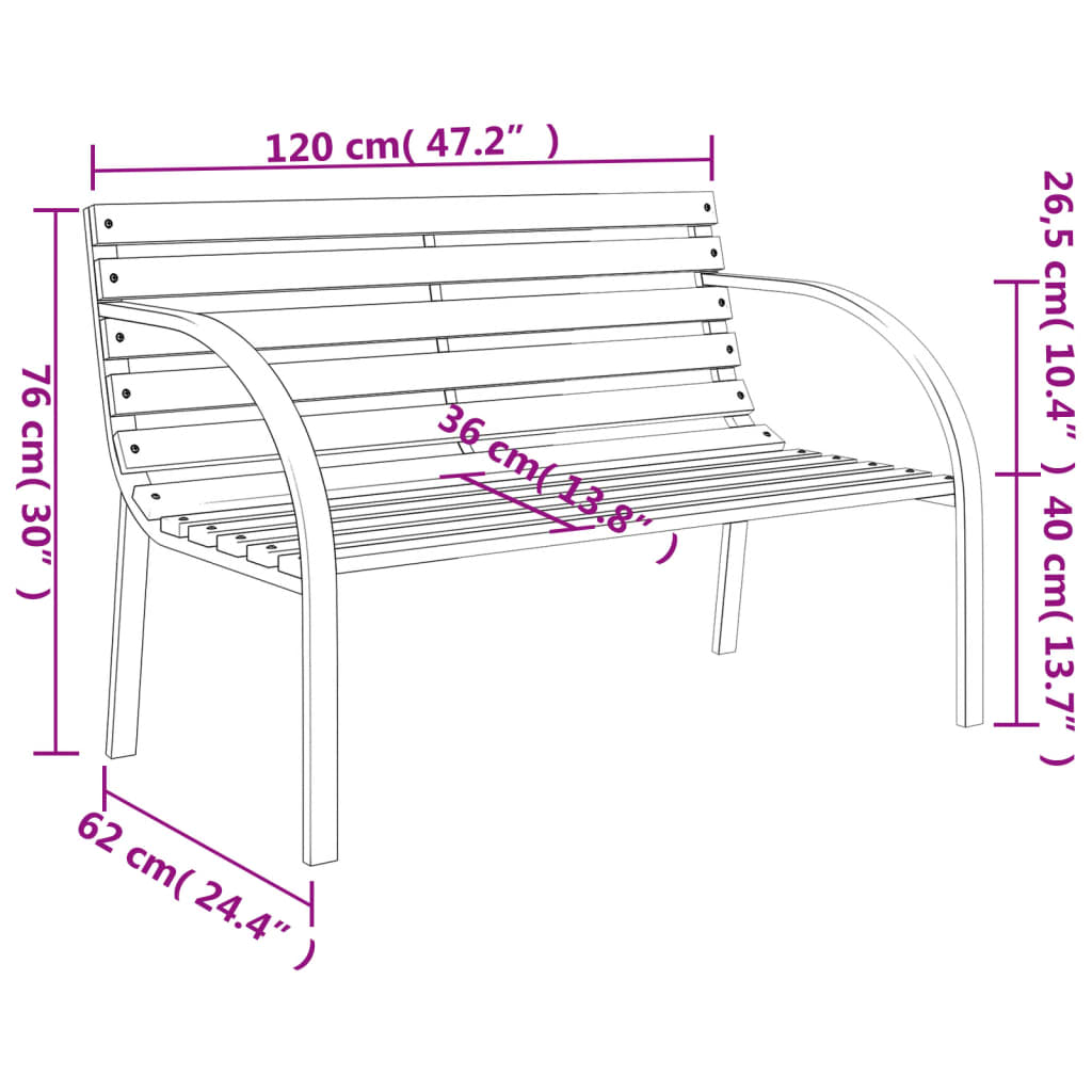 Gartenbank 120 cm Holz und Eisen