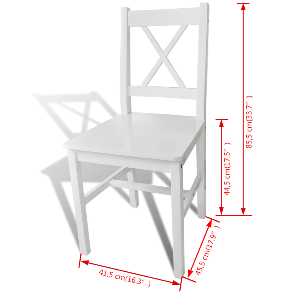 Esszimmerstühle 2 Stk. Weiß Kiefernholz