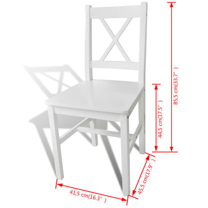 Esszimmerstühle 2 Stk. Weiß Kiefernholz