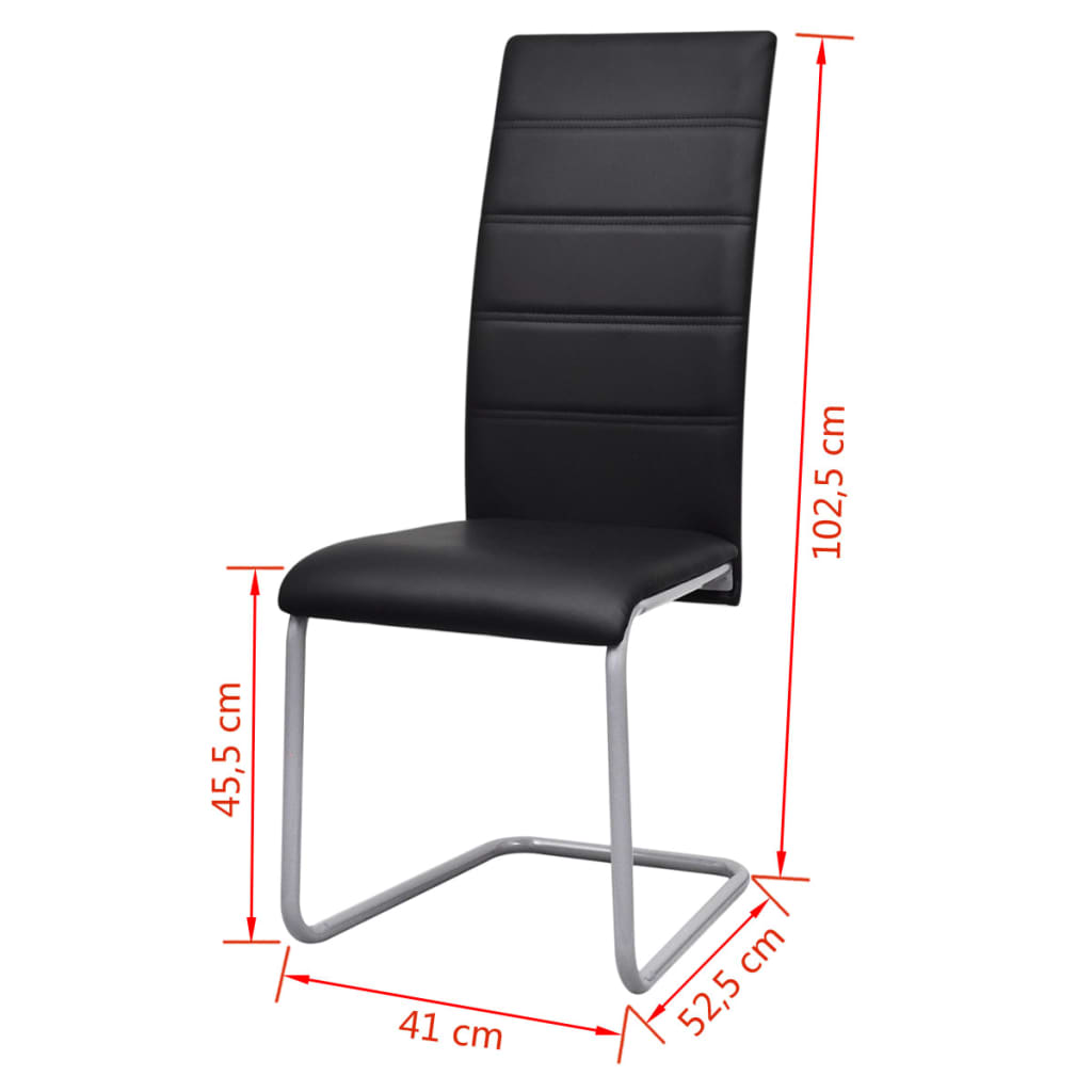 Freischwinger 4 Stk. Schwarz Kunstleder