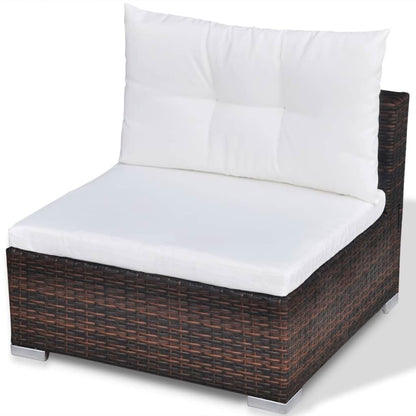 10-tlg. Garten-Lounge-Set mit Auflagen Poly Rattan Braun