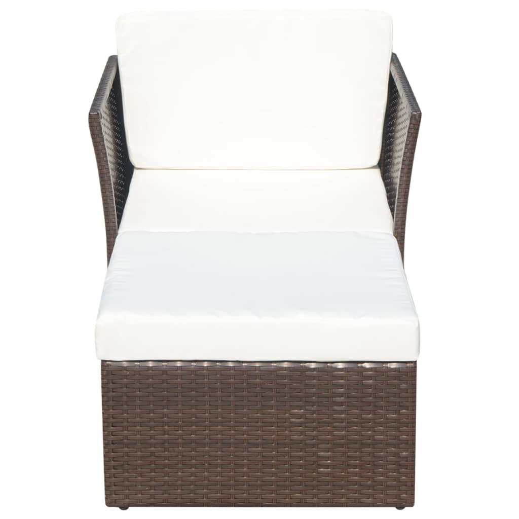 Gartensessel mit Fußhocker Poly Rattan Braun