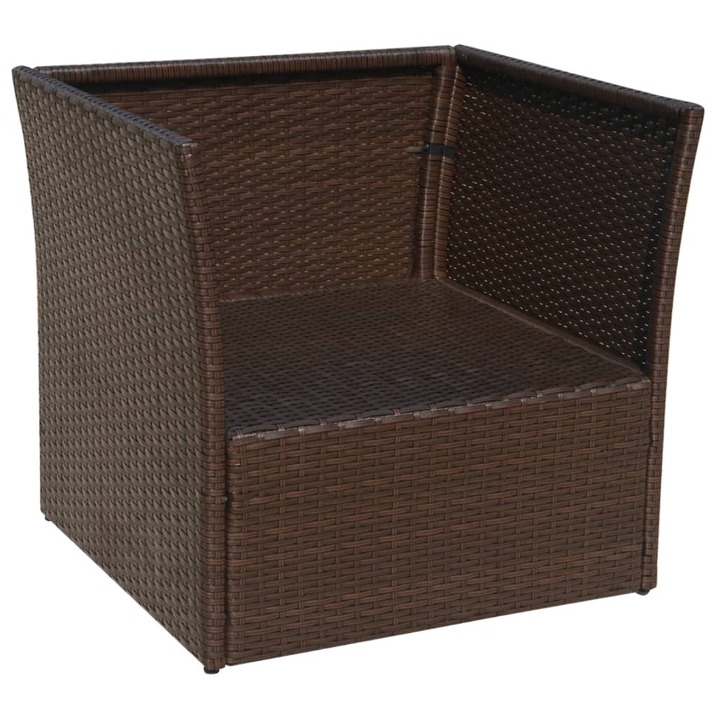 Gartensessel mit Fußhocker Poly Rattan Braun