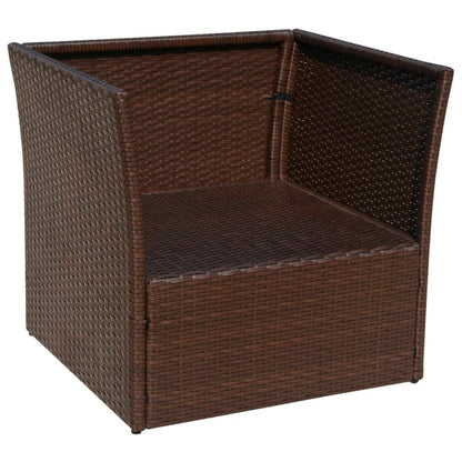 Gartensessel mit Fußhocker Poly Rattan Braun