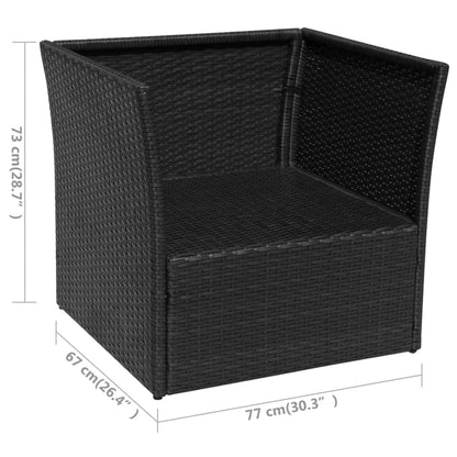 Gartensessel mit Fußhocker Poly Rattan Schwarz