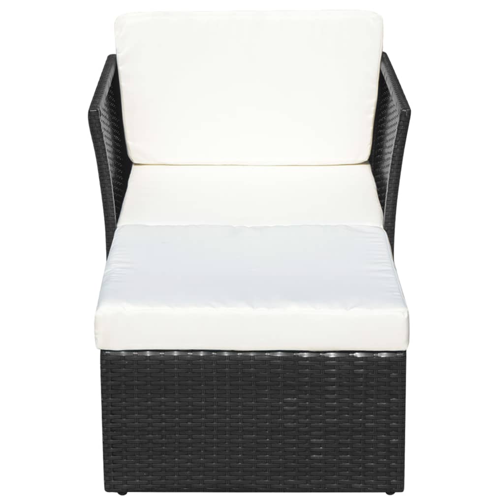 Gartensessel mit Fußhocker Poly Rattan Schwarz