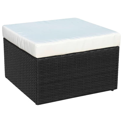 Gartensessel mit Fußhocker Poly Rattan Schwarz