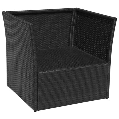 Gartensessel mit Fußhocker Poly Rattan Schwarz