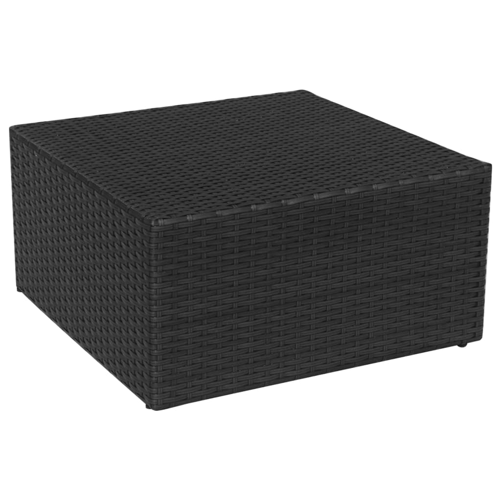 Gartensessel mit Fußhocker Poly Rattan Schwarz