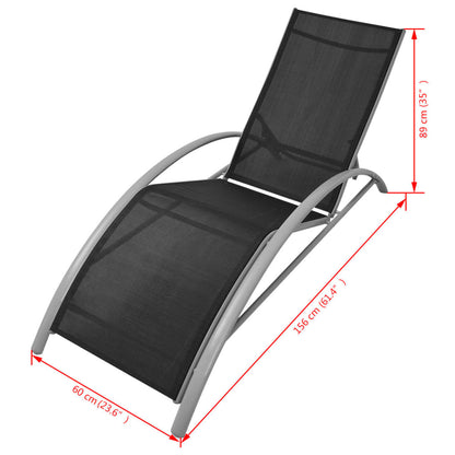 Sonnenliegen mit Tisch Aluminium Schwarz