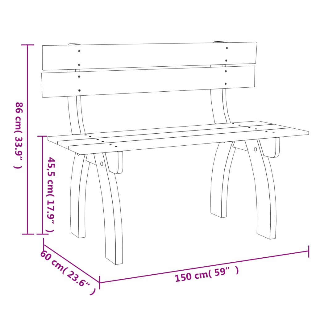 Gartenbank 150 cm Kiefernholz Imprägniert