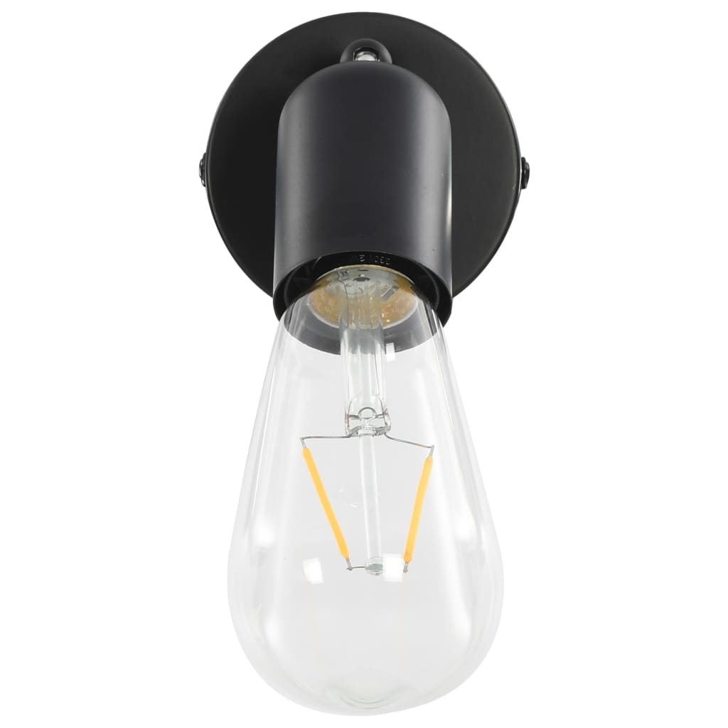 Strahler 2 Stk. mit Glühlampen 2 W Schwarz E27