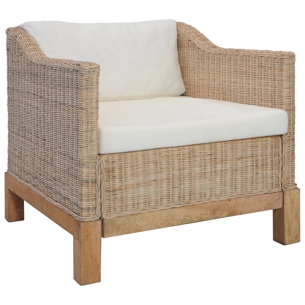 Sessel mit Auflagen Natur Rattan