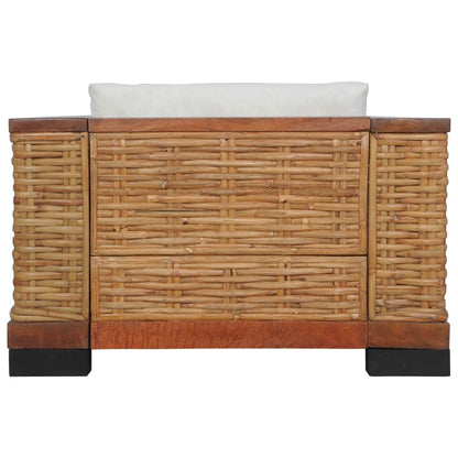 Sessel mit Kissen Braun Natur Rattan