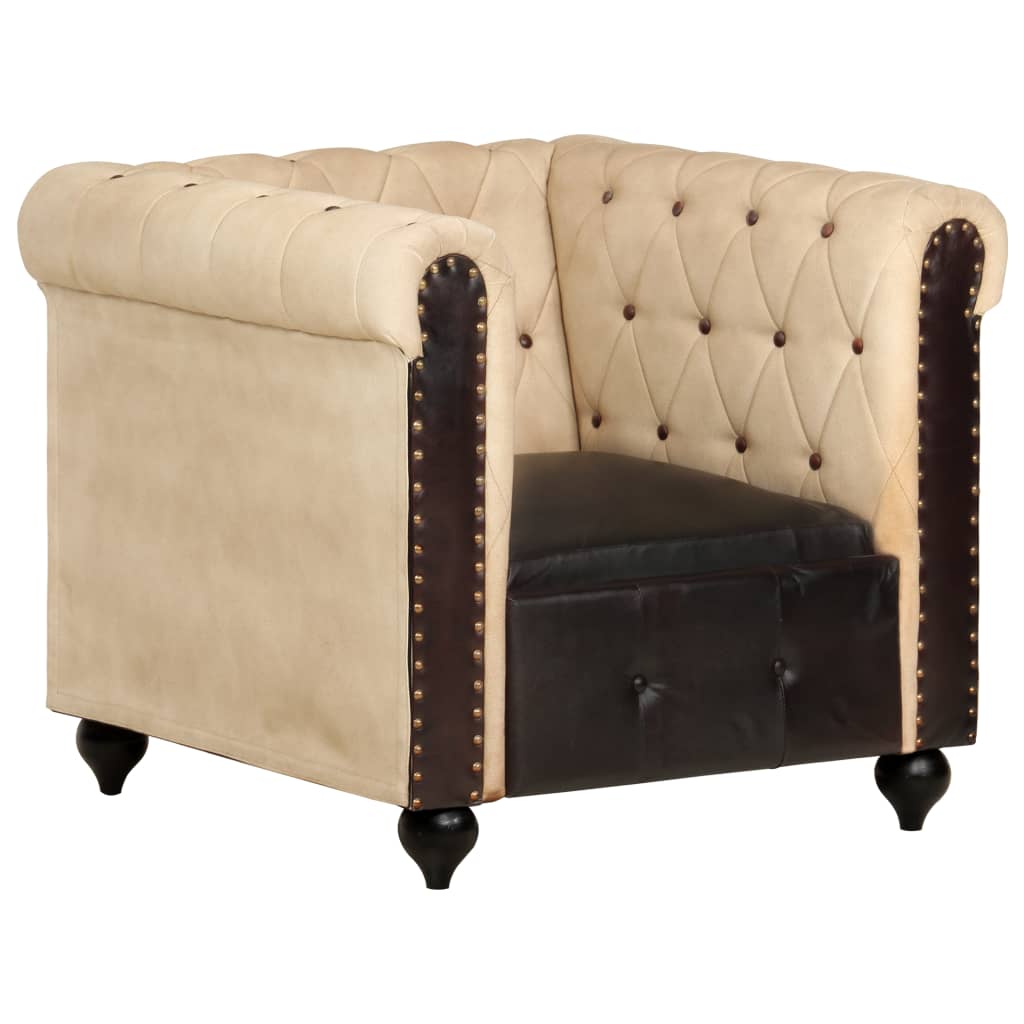 Chesterfield-Sessel Braun Echtleder