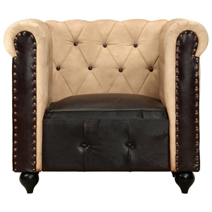 Chesterfield-Sessel Braun Echtleder