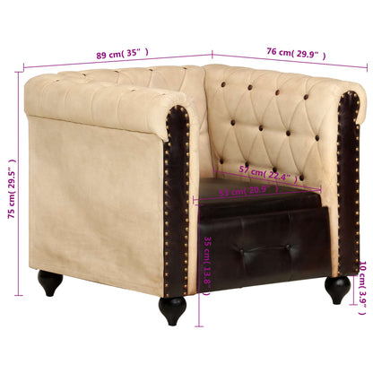 Chesterfield-Sessel Braun Echtleder