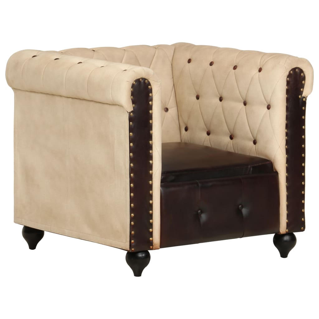 Chesterfield-Sessel Braun Echtleder