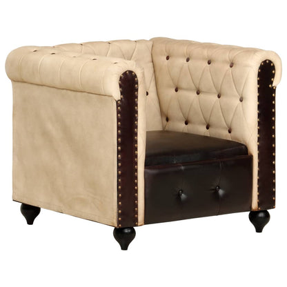 Chesterfield-Sessel Braun Echtleder