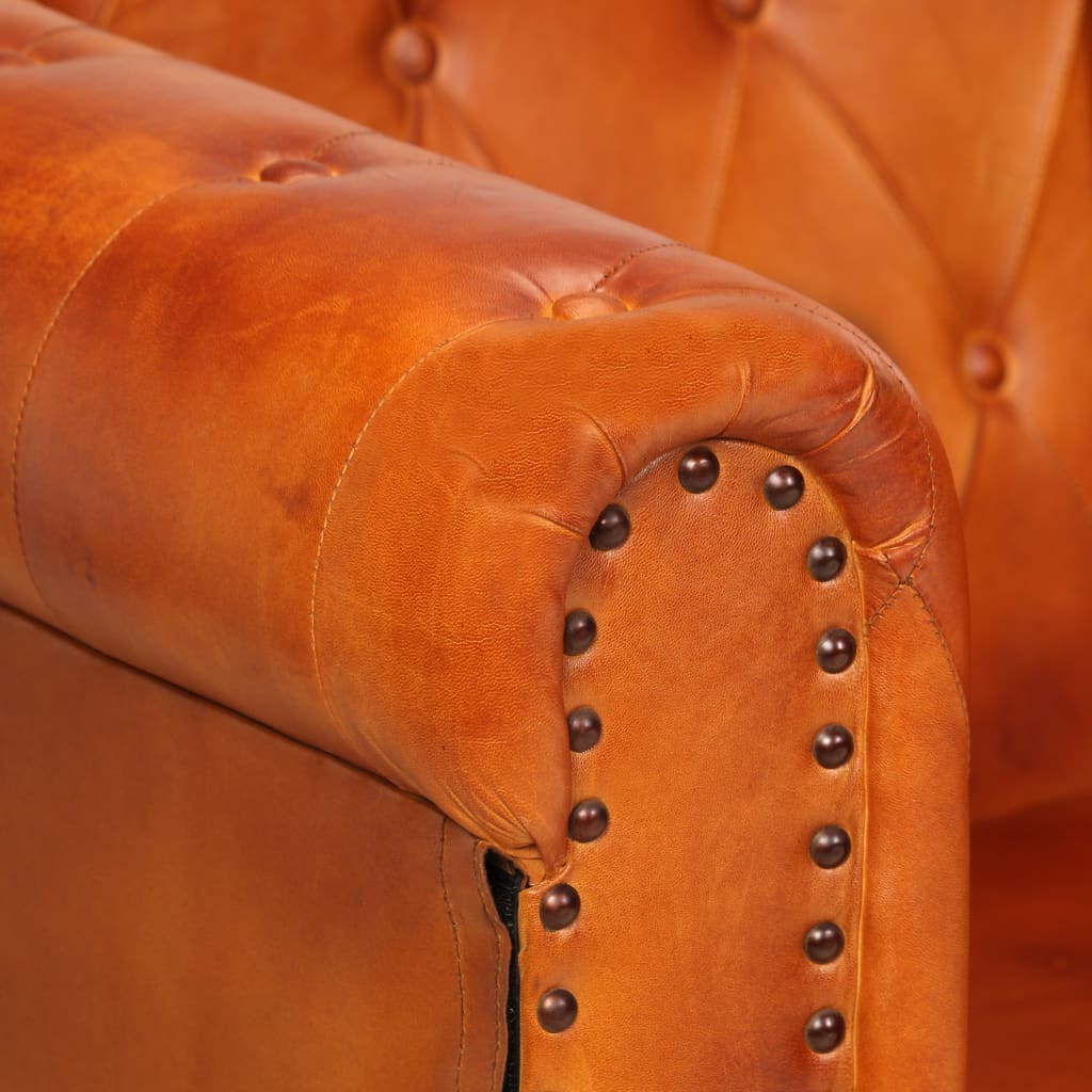 Chesterfield-Sessel Hellbraun Echtleder